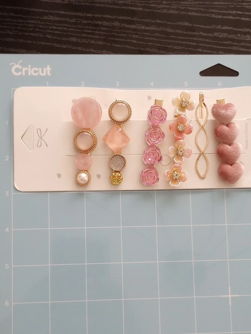Pink Floral & Faux Pearl Decorative Hair Clip Set